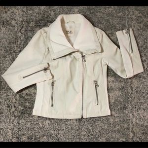 Thread & Supply White Faux Suede Moto Jacket